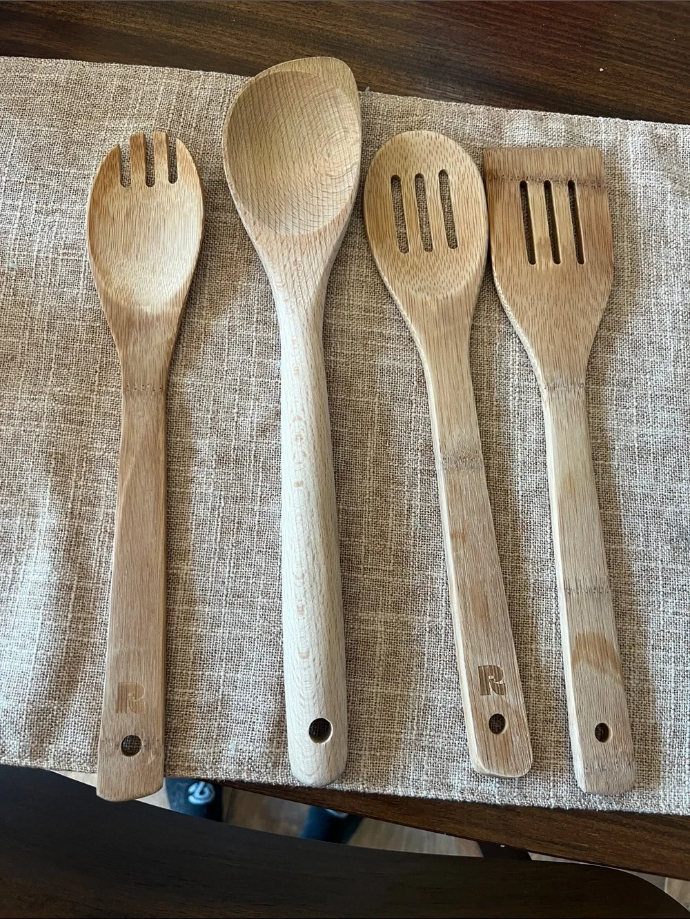 Wooden Cooking Utensil Set - Natural Bamboo Spoon and Spatulas